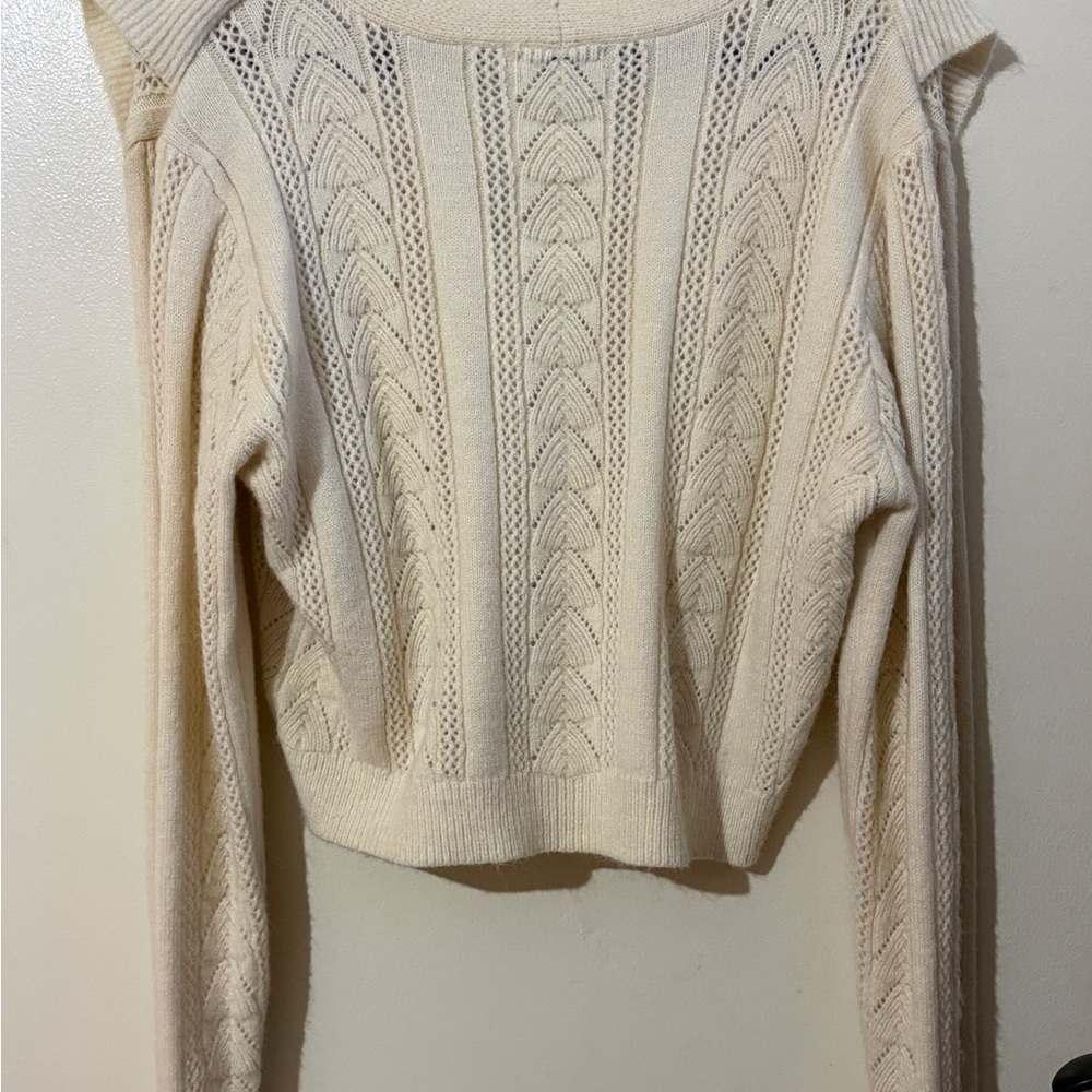 Lush Cream Ruffled Cardigan - Picture 3 of 3
